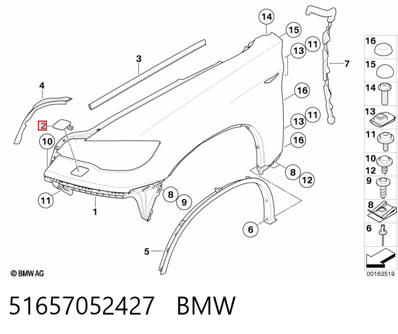 51657052427 BMW Nakładka dyszy spryskiwacza reflektora przedniego