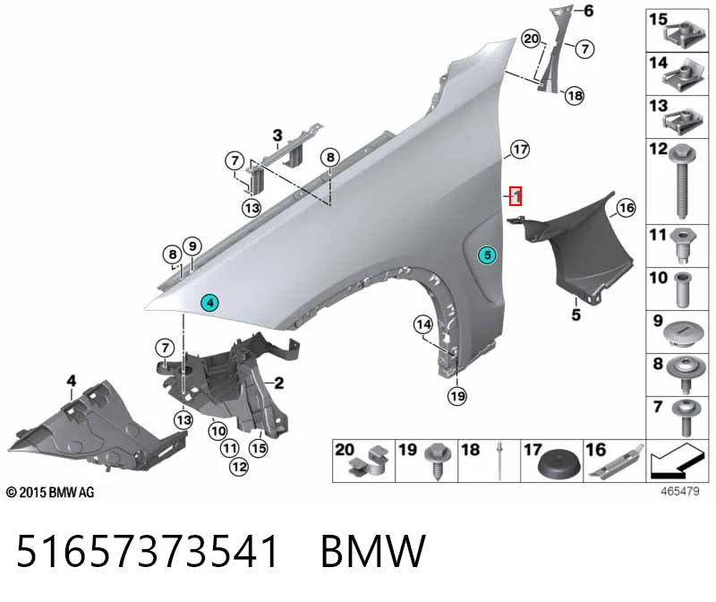 51657373541 BMW Błotnik przedni lewy