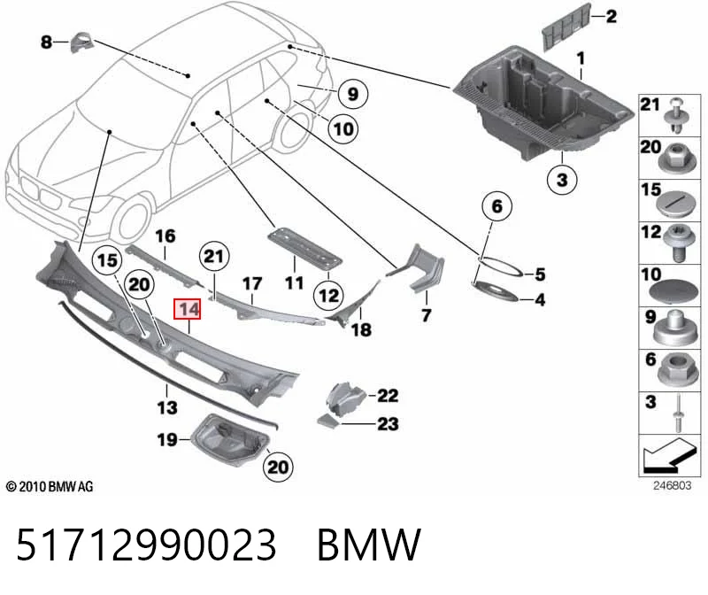 51712990023 BMW Kratka wycieraczek