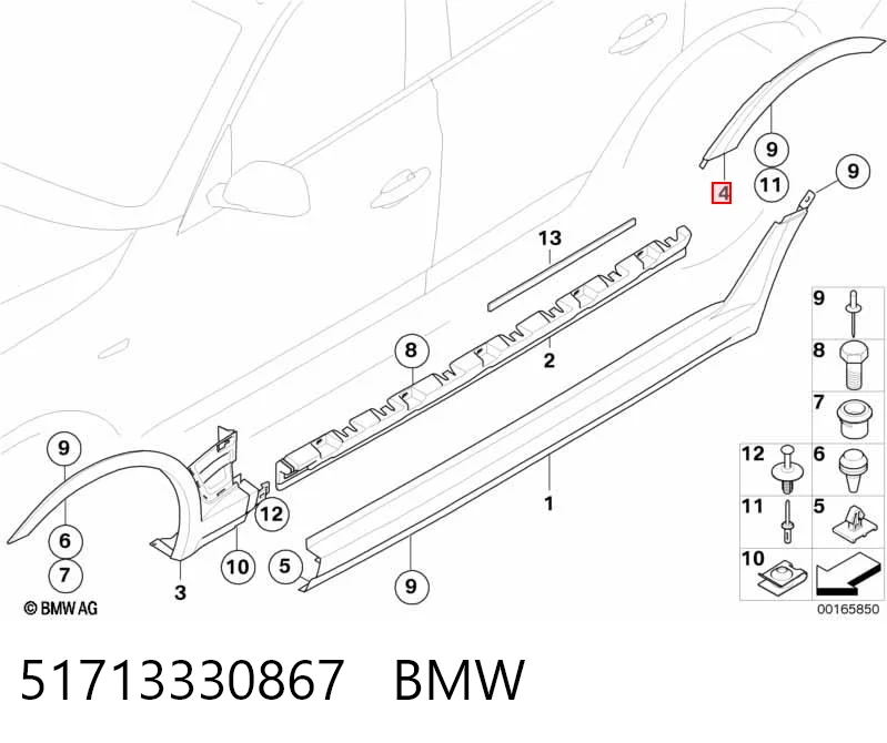 51713330867 BMW Poszerzenie (nakładka) reperaturki tylnego błotnika lewy