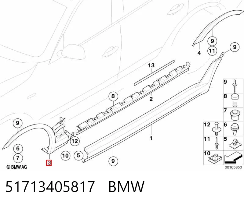 51713405817 BMW Poszerzenie (nakładka) reperaturki błotnika przedniego lewy
