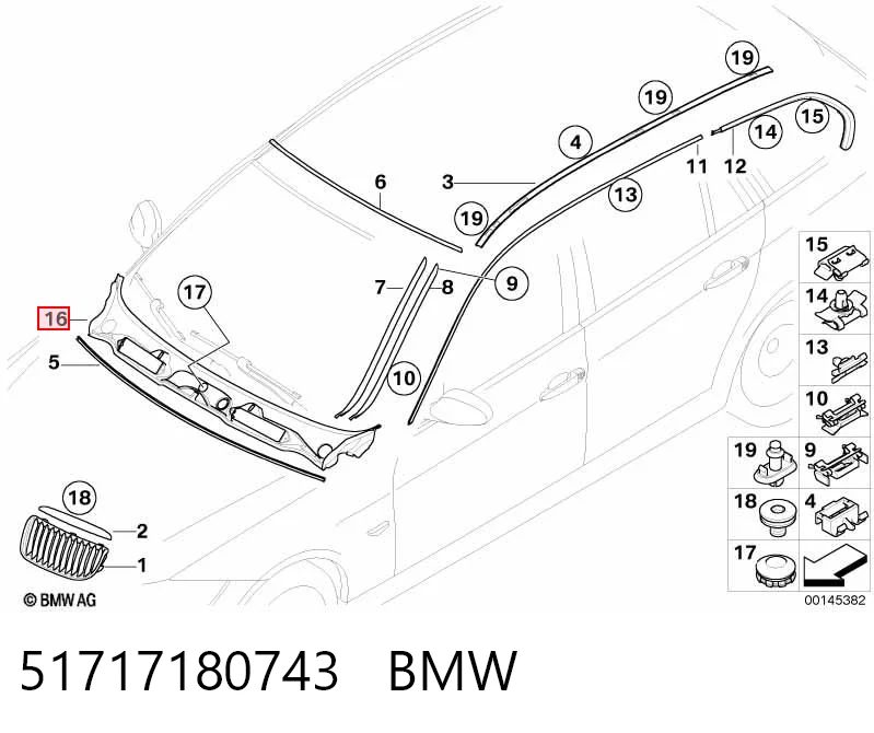 51717180743 BMW Kratka wycieraczek