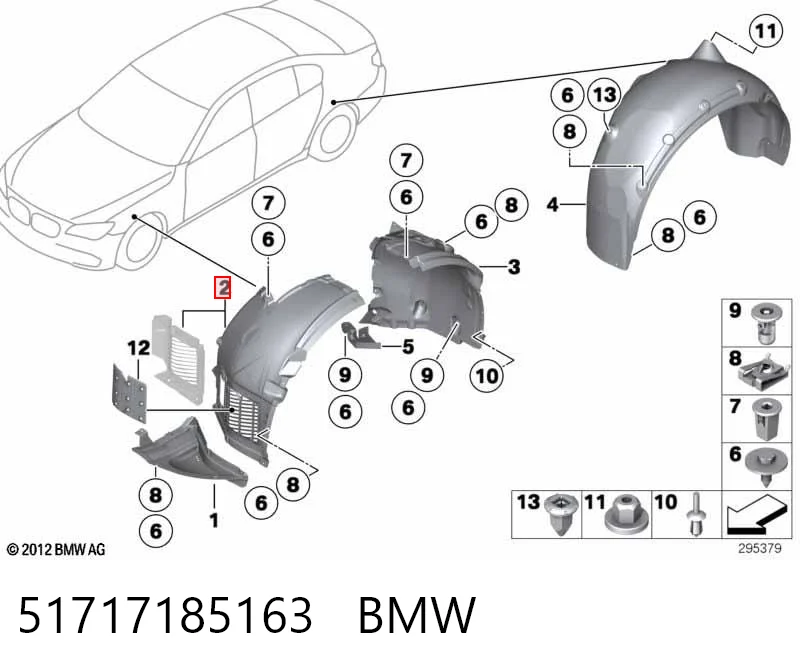 51717185163 BMW Nadkole błotnika przedniego lewe przednie
