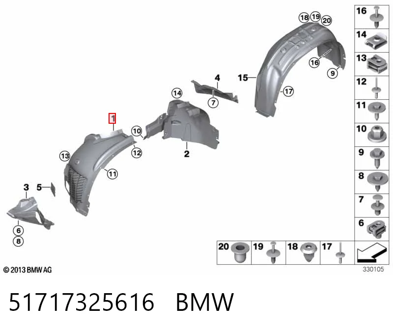 51717325616 BMW Nadkole błotnika przedniego prawe przednie