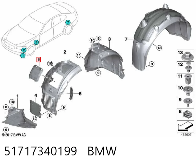 51717340199 BMW Klapka błotnika przedniego lewego