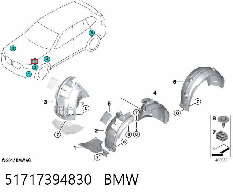 51717394830 BMW Klapka błotnika przedniego prawego