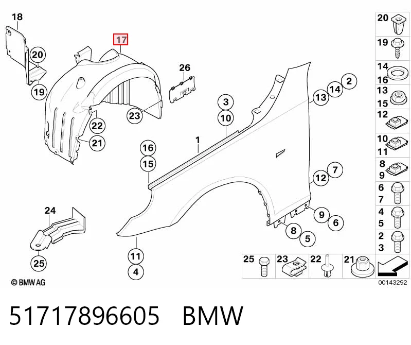 Nadkole błotnika przedniego lewe do BMW 5  E61