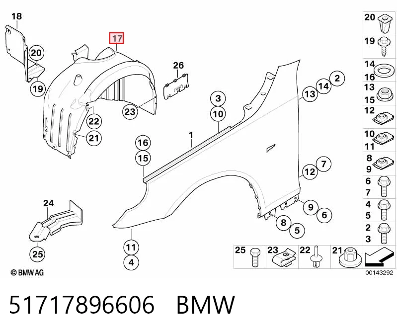 Nadkole błotnika przedniego prawe do BMW 5  E61