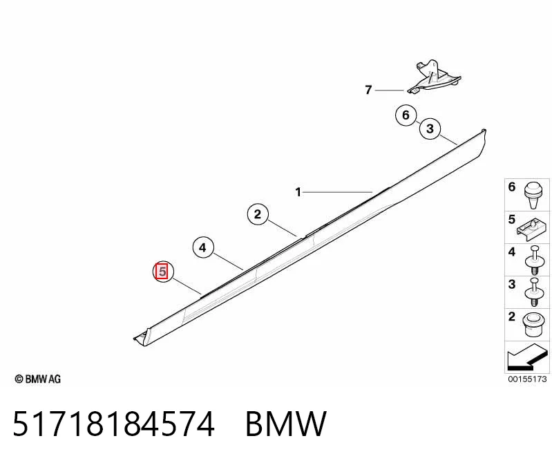 51718184574 BMW Spinka mocowania nakładek progów