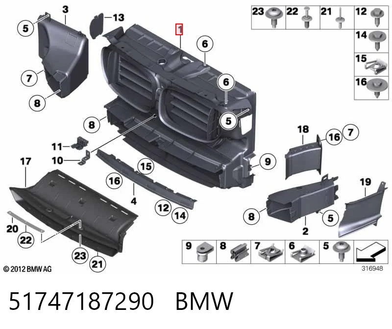 51747187290 BMW Atrapa chłodnicy