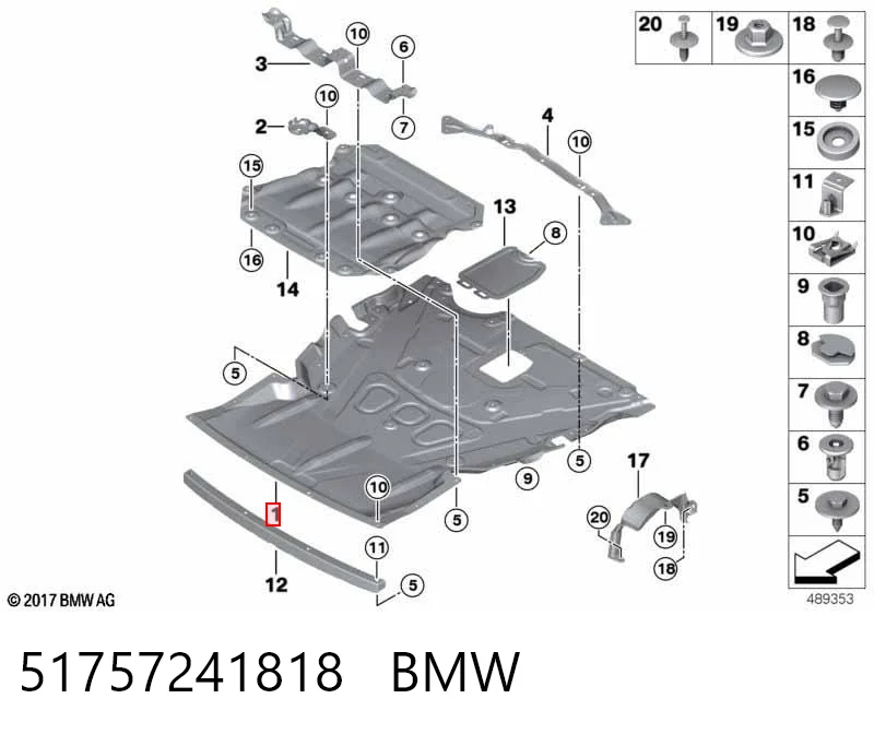 51757241818 BMW Osłona silnika, miski (przedziału silnika)