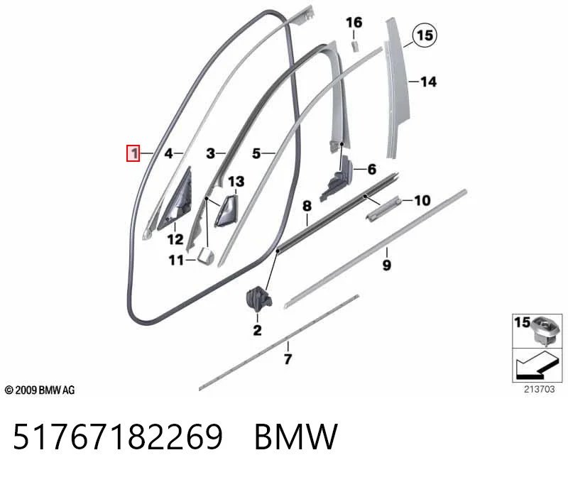 51767182269 BMW Uszczelniacz drzwi przednich (na drzwiach)