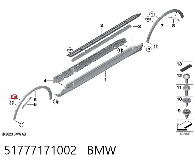 51777171002 BMW Spinka mocowania nadkola przedniego