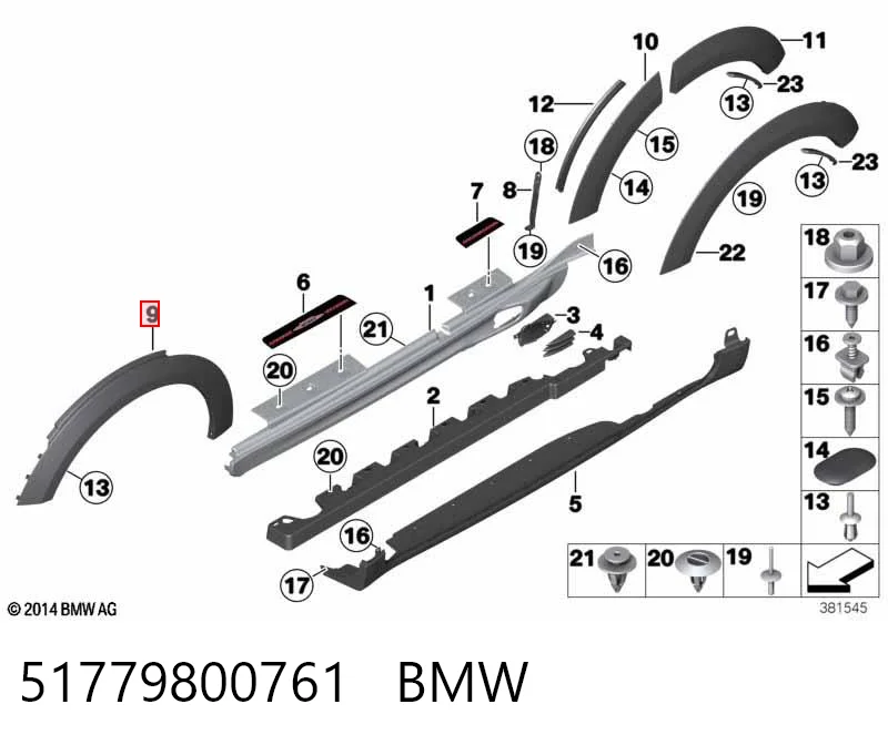 51779800761 BMW Poszerzenie (nakładka) reperaturki błotnika przedniego lewy
