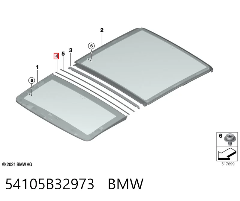 54105B32973 BMW Uszczelniacz klapy szyberdachu