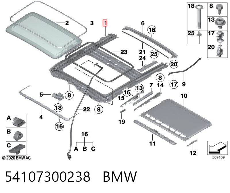 54107300238 BMW Rama szyberdachu