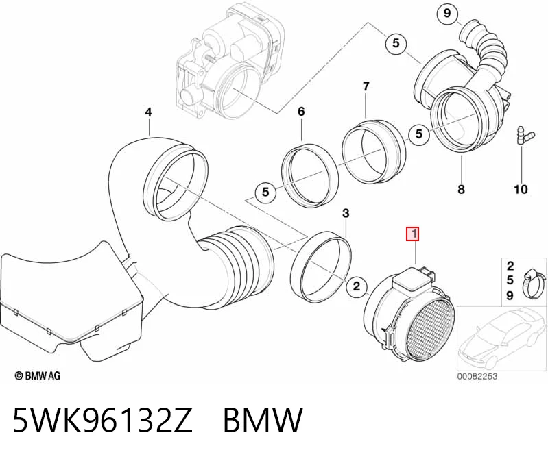 5WK96132Z BMW Czujnik przepływu powietrza, przepływomierz powietrza M.A.F.
