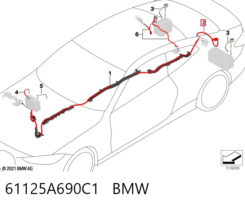 61125A690C1 BMW Kabel klemy plusowej akumulatora