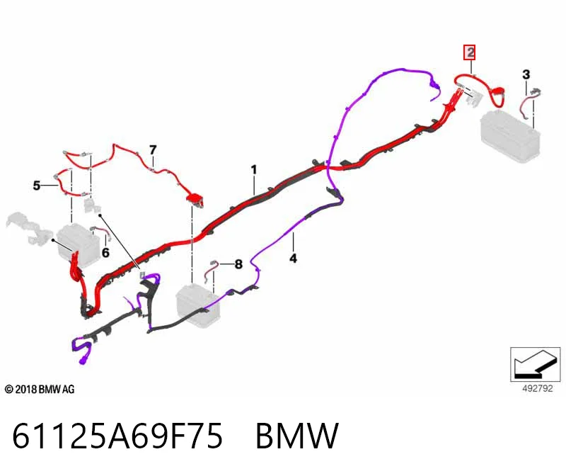 61125A69F75 BMW Kabel klemy plusowej akumulatora