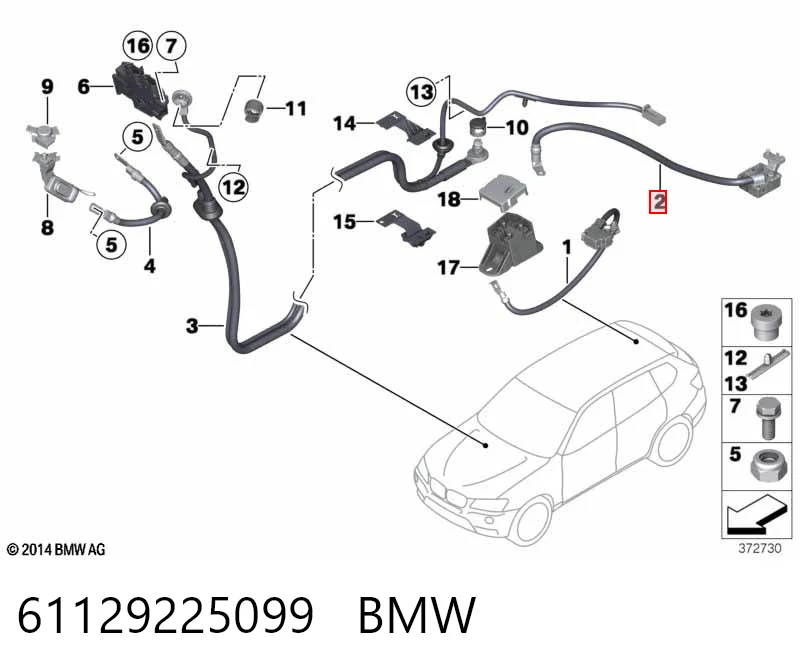 61129225099 BMW Kabel klemy plusowej akumulatora