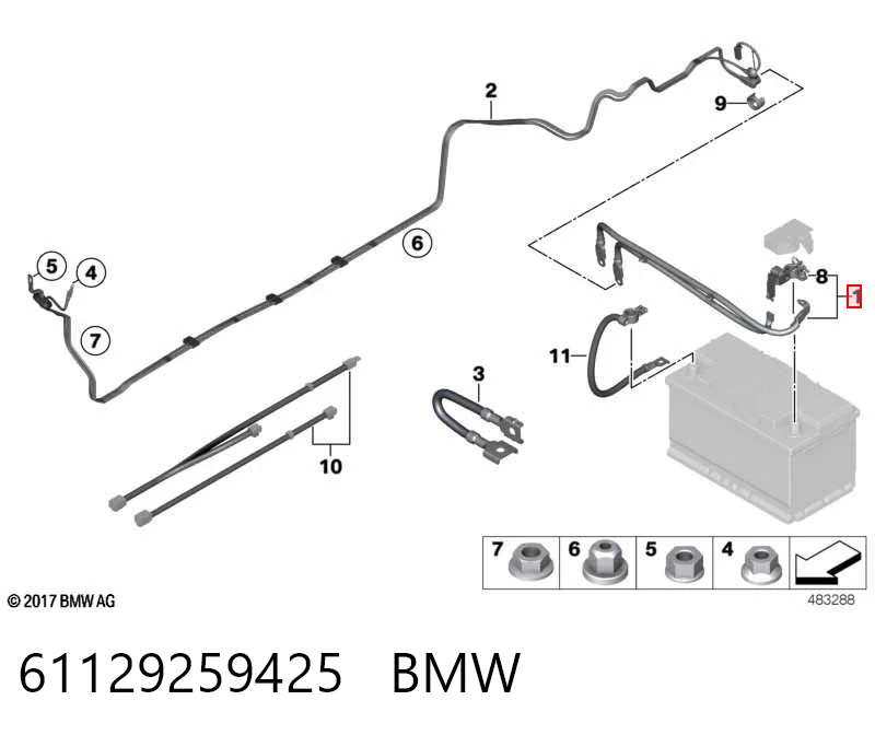 61129259425 BMW Kabel klemy plusowej akumulatora