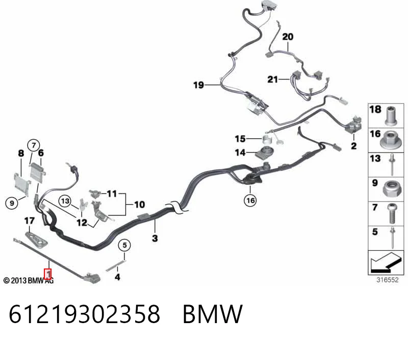 61219302358 BMW Przewód masowy akumulatora