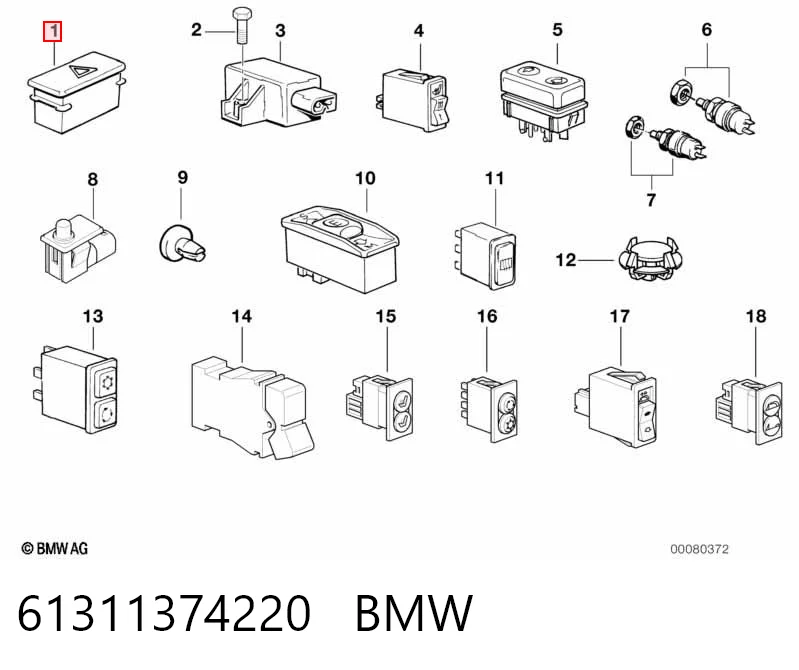 61311374220 BMW Przycisk włączania światła awaryjnego