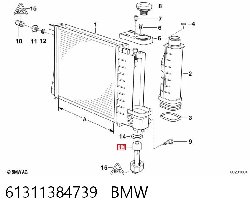61311384739 BMW Czujnik poziomu płynu chłodzącego w chłodnicy