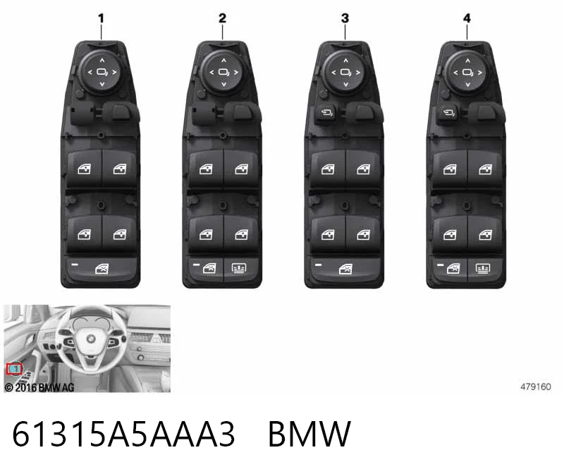61315A5AAA3 BMW Panel przyciskowy sterowania podnośnikiem szyby przedni lewy