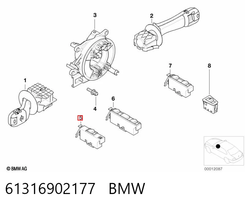 61316902177 BMW Włącznik przyciskowy podnośnika szyby przedni lewy