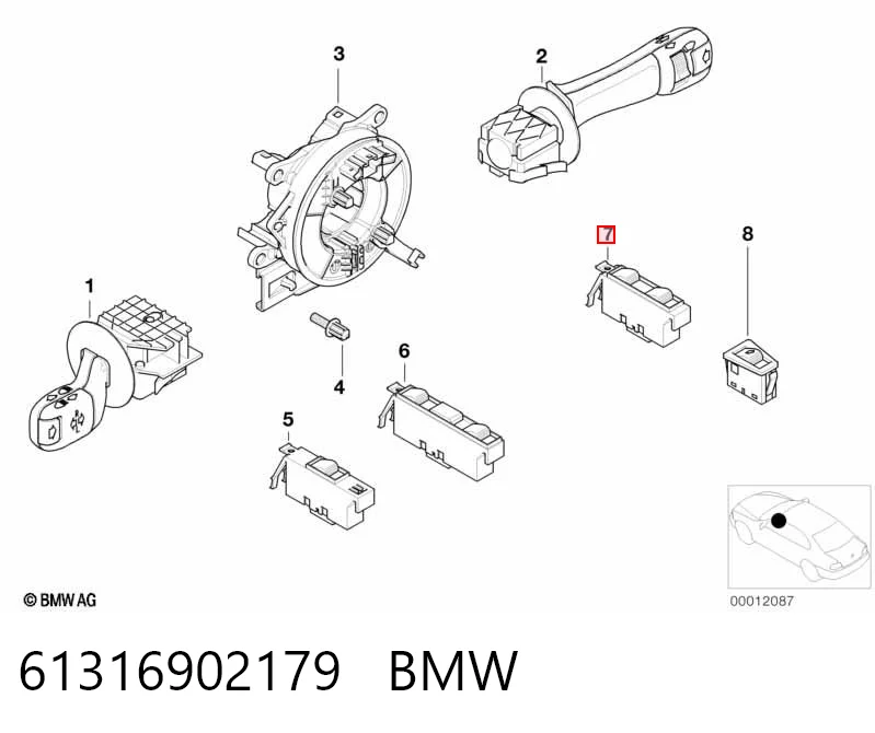 61316902179 BMW Włącznik przyciskowy podnośnika szyby przedni prawy