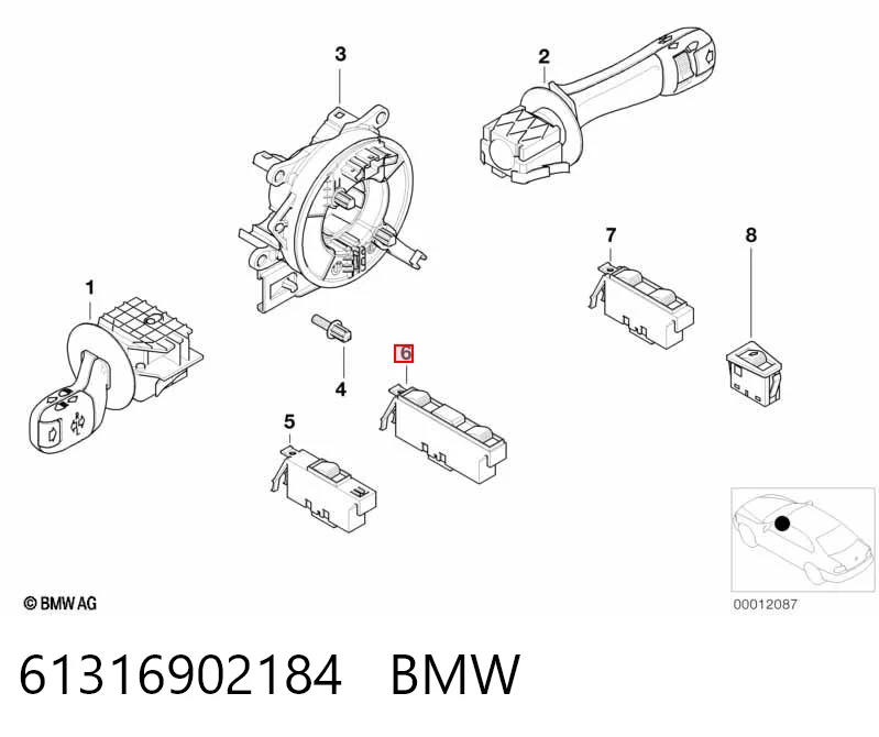 61316902184 BMW Panel przyciskowy sterowania podnośnikiem szyby przedni lewy