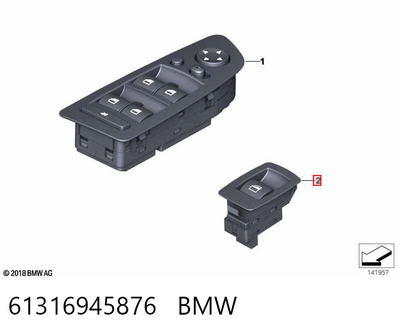 61316945876 BMW Włącznik przyciskowy podnośnika szyby tylny prawy