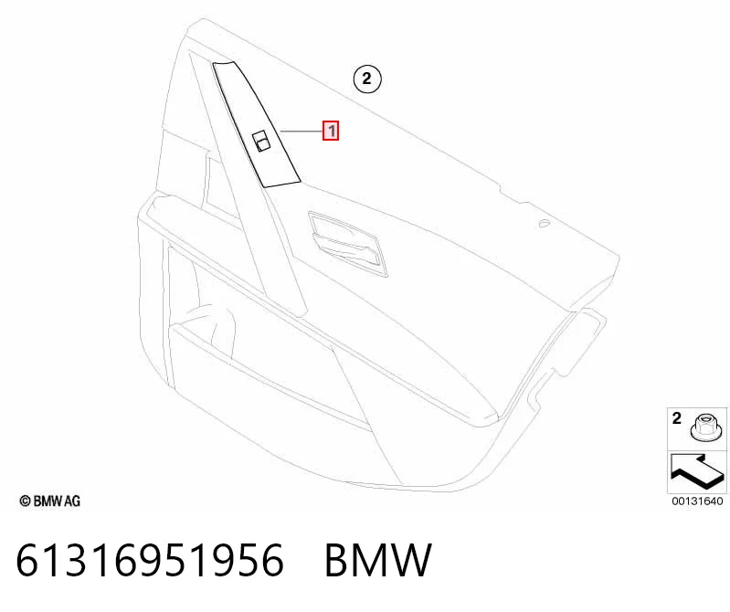 61316951956 BMW Włącznik przyciskowy podnośnika szyby przedni prawy