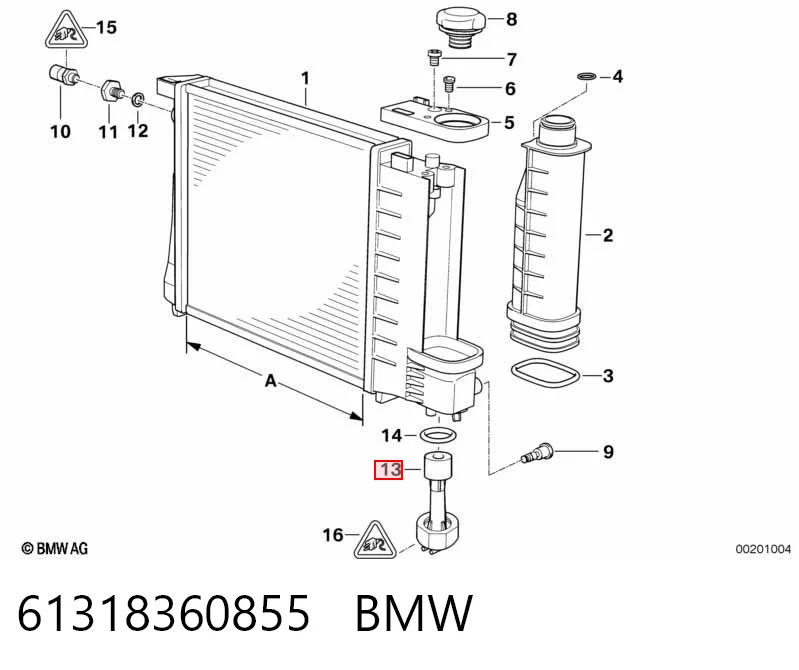 61318360855 BMW Czujnik poziomu płynu chłodzącego w chłodnicy
