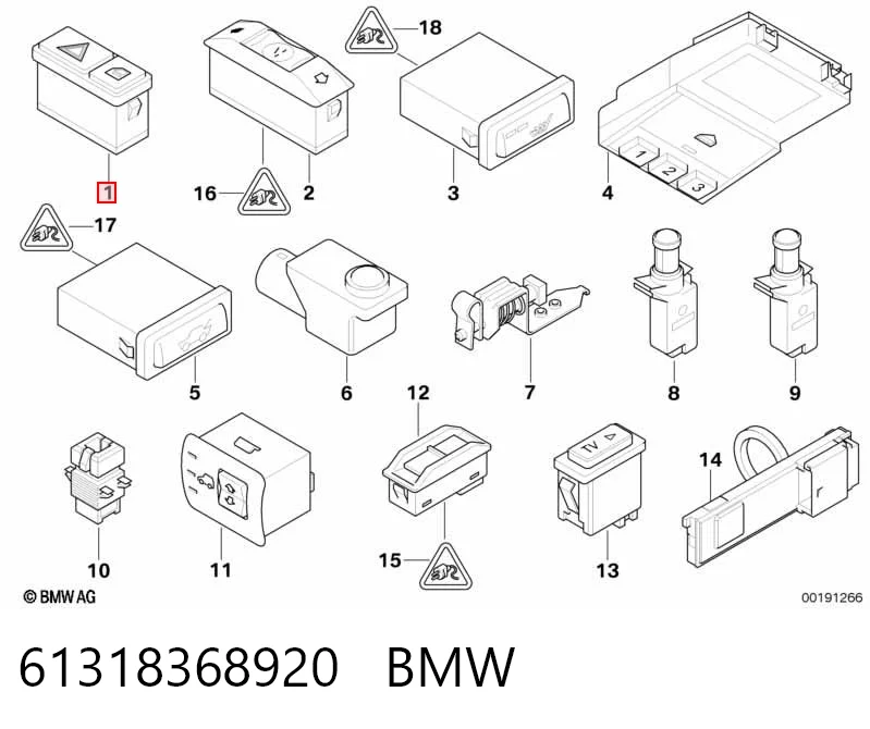 61318368920 BMW Przycisk włączania światła awaryjnego