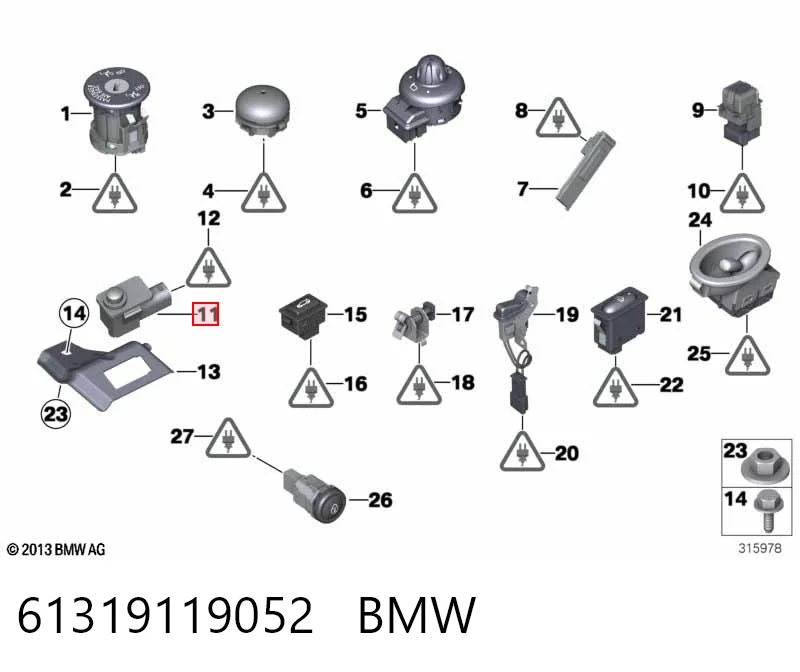61319119052 BMW Przełącznik szyberdachu