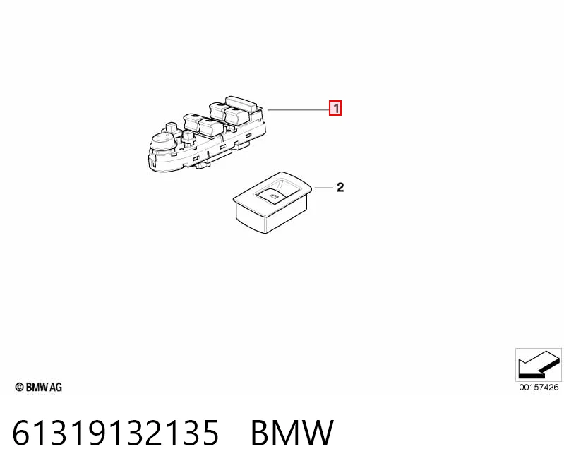 61319132135 BMW Panel przyciskowy sterowania podnośnikiem szyby przedni lewy
