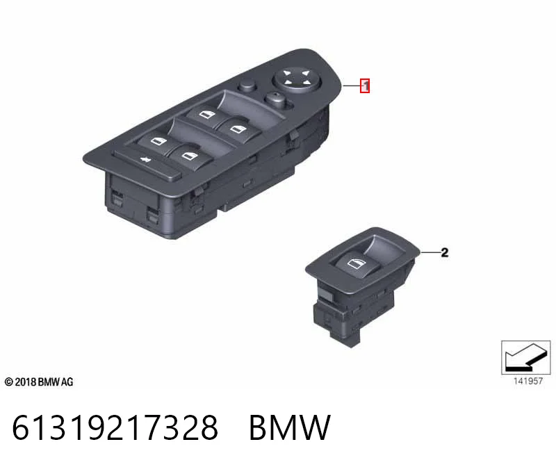 61319217328 BMW Panel przyciskowy sterowania podnośnikiem szyby przedni lewy