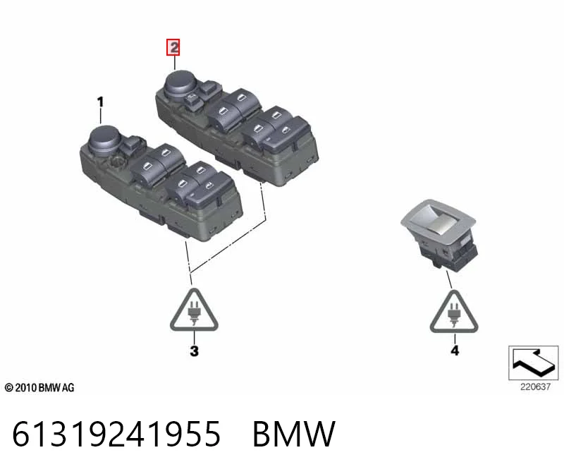 61319241955 BMW Panel przyciskowy sterowania podnośnikiem szyby przedni lewy