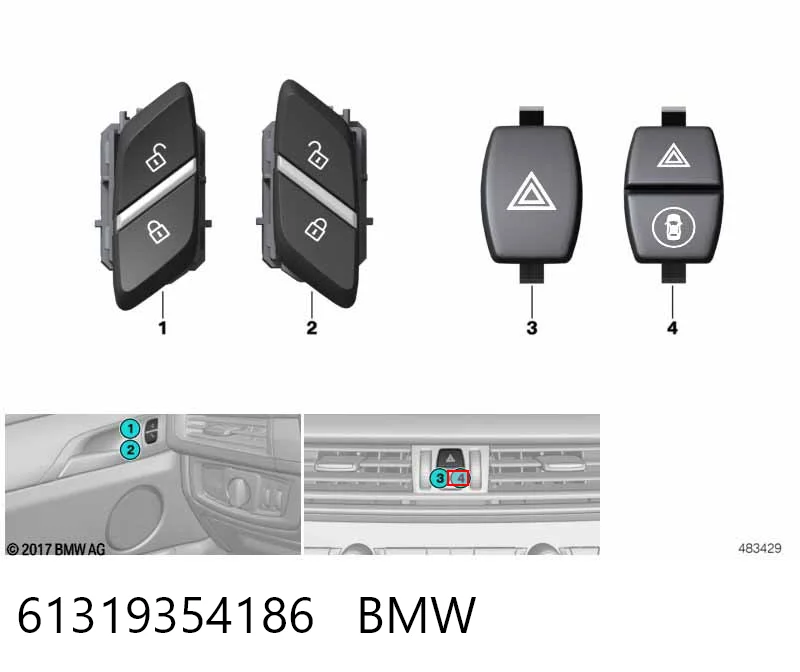 Przycisk włączania światła awaryjnego do BMW X5  F15, F85