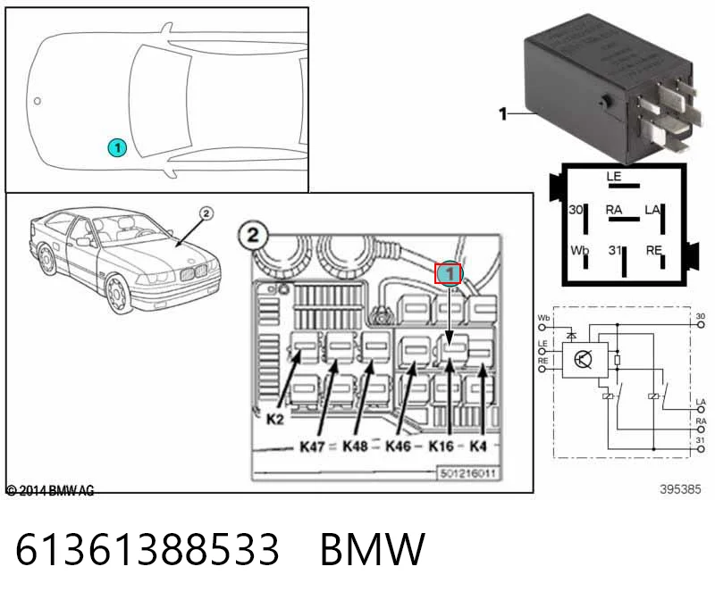 61361388533 BMW Przekaźnik kierunkowskazów