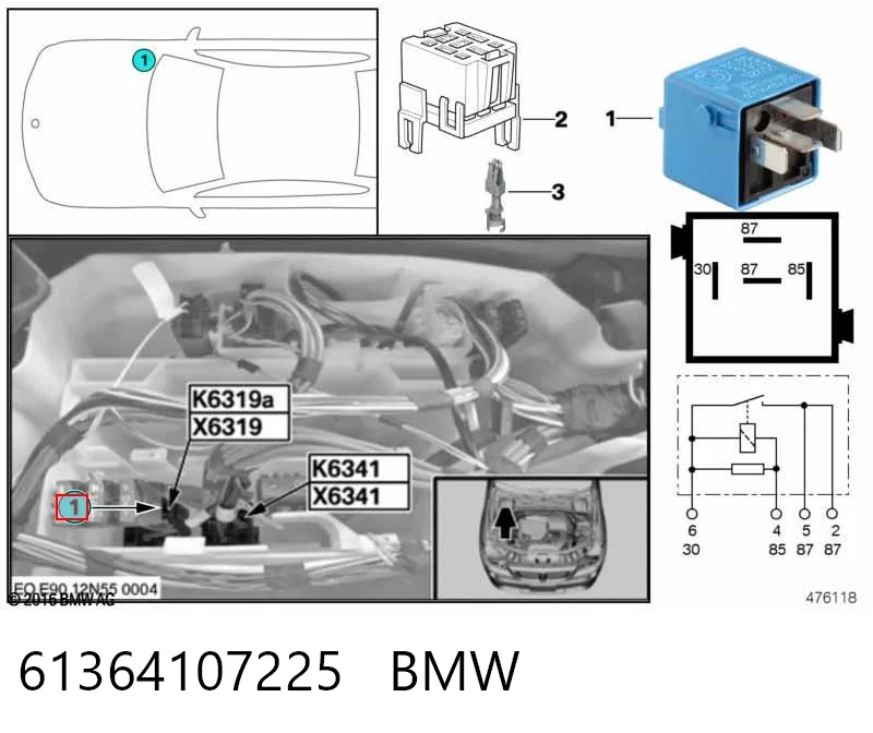61364107225 BMW Elektryczne przekaźnik wielofunkcyjne