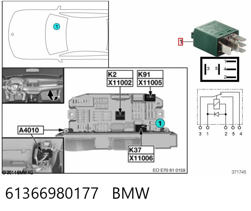 61366980177 BMW Przekaźnik wentylatora