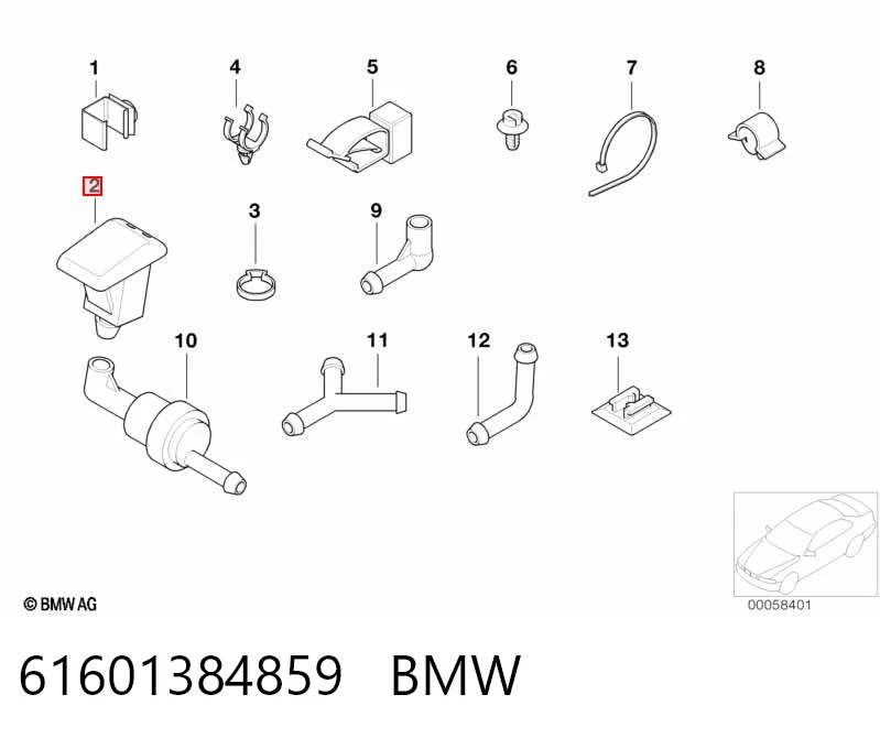 61601384859 BMW Dysza spryskiwacza szyby przedniej