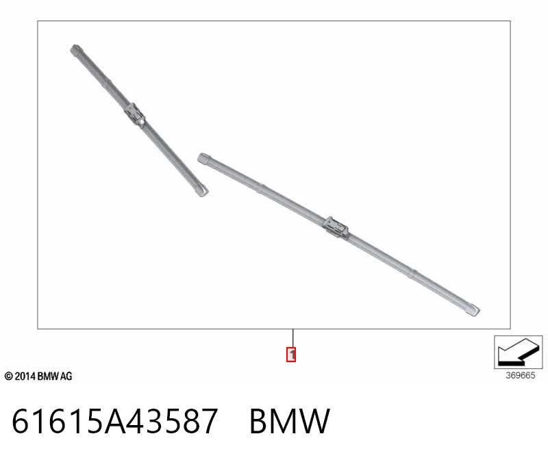 61615A43587 BMW Pióro wycieraczki szyby przedniej, zestaw (2 szt.)