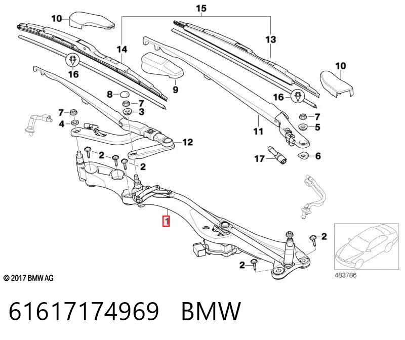 Mechanizm wycieraczek do BMW 7  E65, E66, E67