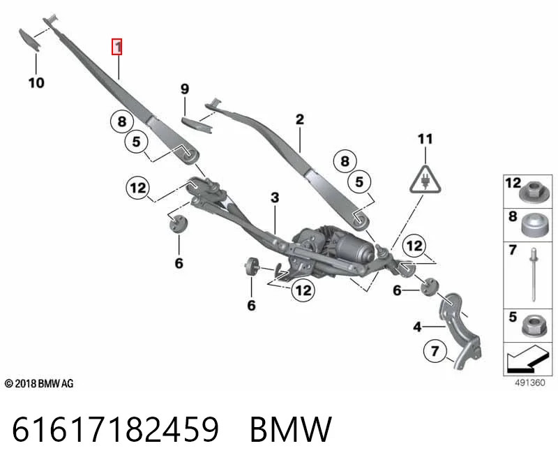 61617182459 BMW Ramię wycieraczki szyby przedniej