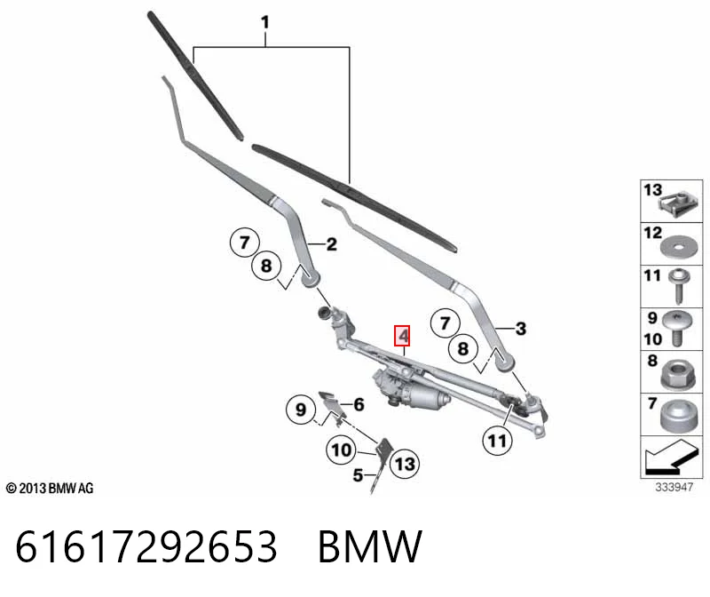 Mechanizm wycieraczek do BMW X5  F15, F85