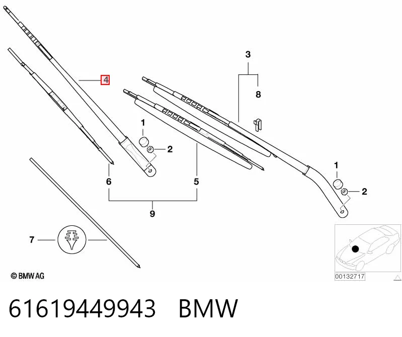 Ramię wycieraczki szyby przedniej do BMW X5  E53